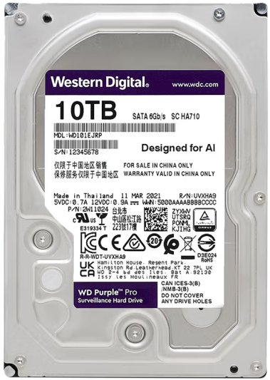 西数10T PRO监控硬盘WD101EJRP DVR安防录像监控机械硬盘