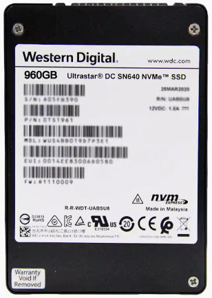 西部数据WUS4BB096D7P3E1 960G企业级SSD SN640 NVME U.2